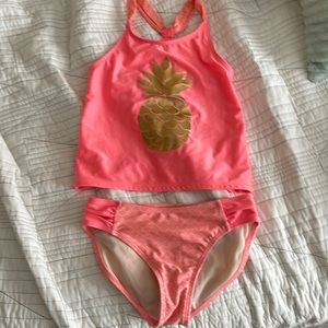 EUC Peachy pink pineapple tankini